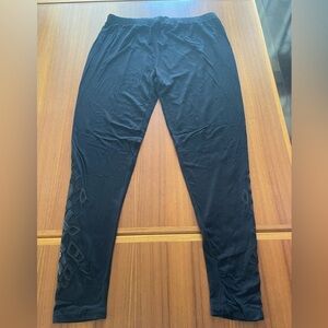 Plus Size Black Embroidered Leggings